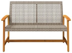 Panca da giardino grigia 112 cm in polyrattan e legno di acacia