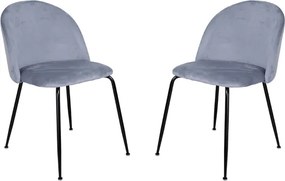 Sedia da pranzo in velluto Grigio Balena con gambe in metallo Nero - PARIS 2 sedie