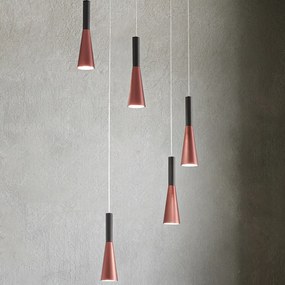 Lampadario Minimal Cone Metallo Oro Acrilico Nero 5 Luci Led 7W 3000K