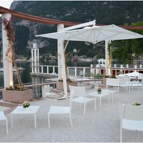 Ombrellone a palo laterale antracite DE LUXE TEMPOTEST L 300 x 300 cm con telo bianco