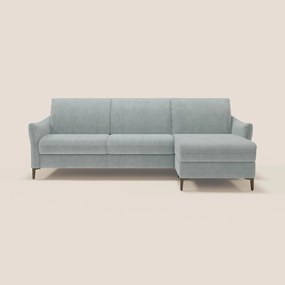 Dalia divano letto angolare con materasso alto 18 cm piedini alti e penisola contenitore in tessuto smacchiabile T17