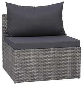 Set divani da giardino 3 pz con cuscini grigio in polyrattan