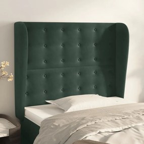 Testiera Ad Orecchio Verde Scuro 83x23x118/128 Cm İn Velluto /