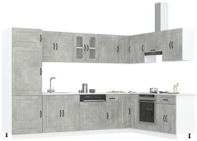 Armadio da cucina  &quot;&quot;kalmar&quot;&quot; con doppi lavabi grigio cemento legno ingegnerizzato