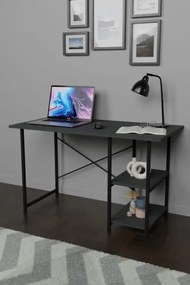 Scrivania Stile Industrial 120x60x72 Con Ripiani Laterali Adam Antracite