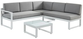 Salotto da giardino in Alluminio Grigio PALAOS II: tavolino e divano angolare sollevabile 6 posti