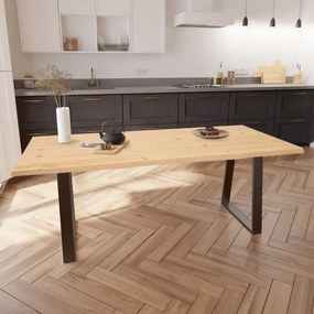 Tavolo da pranzo fisso Trapezio in legno massello grezzo di abete naturale per 6 persone L 160 x L 90 X H 75 cm