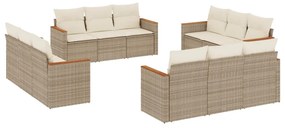 Set divani da giardino 12 pz con cuscini beige in polyrattan