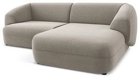 Divano angolare beige (con penisola a destra) con rivestimento in velluto Moana – Makamii