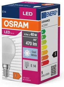 Lampadina LED P40 E14/4,9W/230V 4000K - Osram