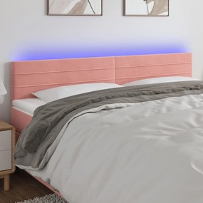 Testiera A Led Rosa 160x5x78/88 Cm İn Velluto /