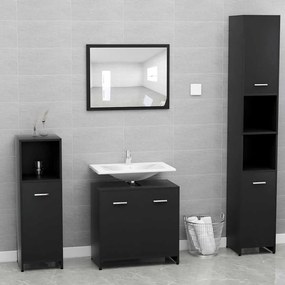 Set Mobili Da Bagno Nero İn Legno Multistrato /