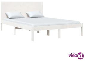 vidaXL Giroletto Bianco in Legno Massello 120x190 cm Small Double
