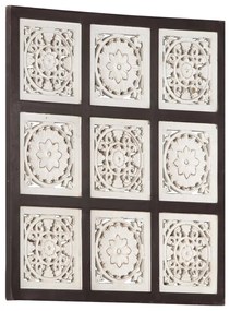 Pannello Intagliato A Mano İn Mdf 60x60x1,5 Cm Marrone E Bianco /