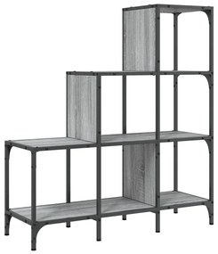 Libreria grigio sonoma 92x30x102 cm legno multistrato e metallo