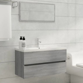 Mobile sottolavabo grigio sonoma 90x38,5x45cm legno multistrato