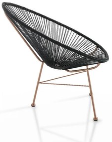 Poltrona da giardino nera in rattan artificiale Numana - Tomasucci