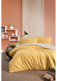 Lenzuolo matrimoniale in cotone giallo e panna / lenzuolo matrimoniale esteso 200x220 cm - Mila Home