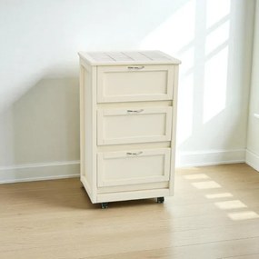 Carrello mobiletto con ante in legno a ribalta Avorio LANDHELL