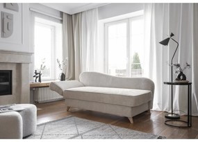 Chaise longue beige (con penisola a sinistra) con rivestimento in velluto a coste Chic Charlotte – Miuform
