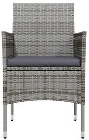 Set da pranzo da giardino 7 pz con cuscini grigio e nero
