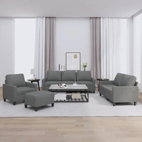 Set Di Divani 4 Pz Con Cuscini Grigio Scuro İn Tessuto /