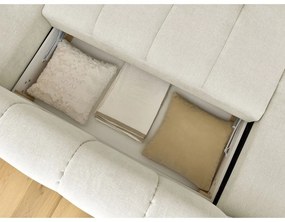 Divano angolare beige allungabile e con contenitore (penisola a destra/a U) Fuji – Bobochic Paris