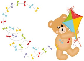 Carta da parati – Orsetto con aquilone