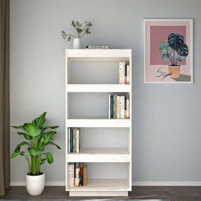 Libreria/divisorio bianco 60x35x135 cm legno massello di pino