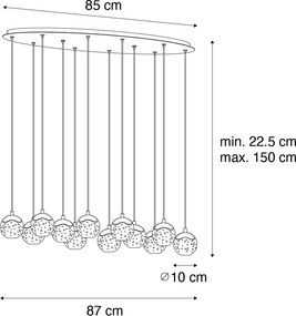 Lampadario di design bronzo scuro con vetro trasparente 12 luci - Inge