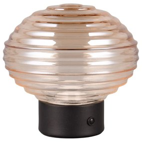 Lampada da tavolo LED dimmerabile nera e beige con paralume in vetro (altezza 14,5 cm) Earl - Reality