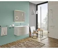 Mobile Bagno Sospeso 80 cm con Lavabo Specchio Lampada Moderno Minimalista Sole