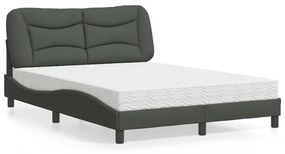 Letto Con Materasso Grigio Scuro 140x200cm Tessuto /