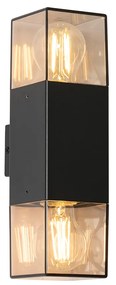 Lampada da parete per esterni nera con paralume fumé 2 luci IP44 - Denmark