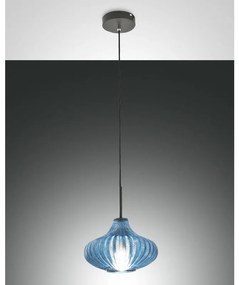 Lampadario Glamour Budelli nero paralume blu E27 LA MIA LUCE