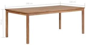 Tavolo da Giardino 200x100x77 cm in Legno Massello di Teak