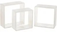 Set 3 Mensole da Parete Moderne Design Cubo Mensola Scaffale in Legno MDF Bianco