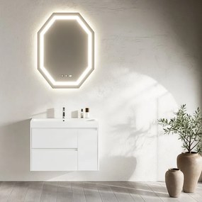 Mobile sottolavabo e lavabo Portofino per vasca centrale bianco in mdf L 80 x H 51 x P 40 cm, 1 anta 2 cassetti