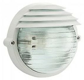 Applique Da Esterno Moderna Palpebra Tonda Alluminio E Vetro Bianco 1 Luce E27