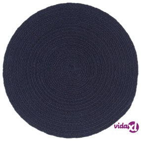 vidaXL Tovagliette 6 pz Blu Marino Neutro 38 cm Rotonde in Cotone