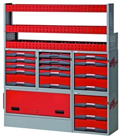 Armadietto da officina USAG Composizione per allestimento furgone in acciaio  8 cassetti 3 ripiani, L 148.5 x P 37.5 x H 168.8 cm