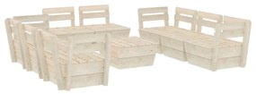 Set Divani da Giardino su Pallet 9 pz in Legno Abete Impregnato