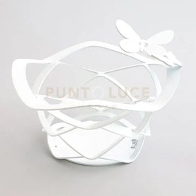Bomboniera cestino butterfly bianco in ferro 13x5cmh