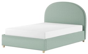 Letto matrimoniale imbottito verde con contenitore con rete inclusa 140x200 cm Moon – Vipack