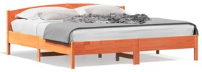 Giroletto Senza Materasso Marrone Cera 200x200 Cm Legno Di Pino /
