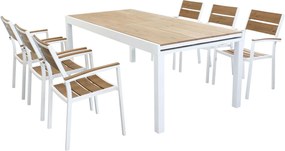 VIDUUS - set tavolo in alluminio e polywood cm 200/300 x 95 x 74 h con 6 poltrone Viduus