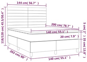 Letto a Molle con Materasso e LED Blu 140x200 cm in Tessuto