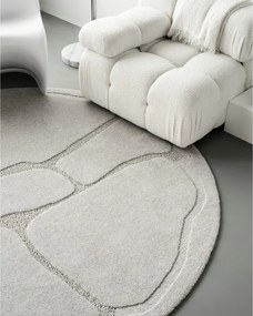 Tappeto rotondo in lana grigio chiaro ø 120 cm Morphic Organica - Agnella