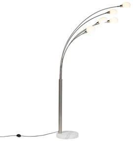 Lampada da terra di design in acciaio 5 luci - Sixties Marmo