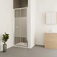 Porta doccia pieghevole Verve  90 cm, H 190 cm in vetro, spessore 6 mm satinato cromato
